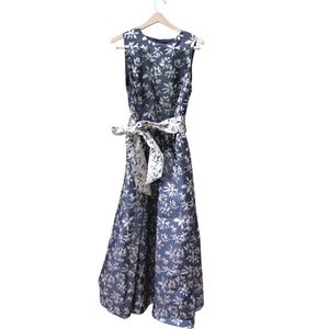 NEW Shoshanna Midnight Floral‎ Jacquard Sleeveless Maxi Dress with Belt Size 12